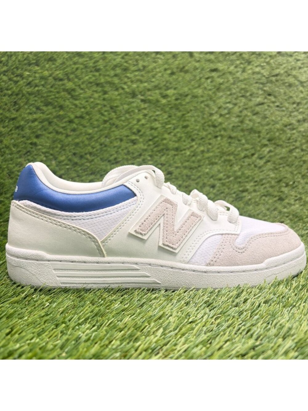 New Balance 480 Mens Size 8 White Atlantic Blue Athletic Running Shoes Sneakers